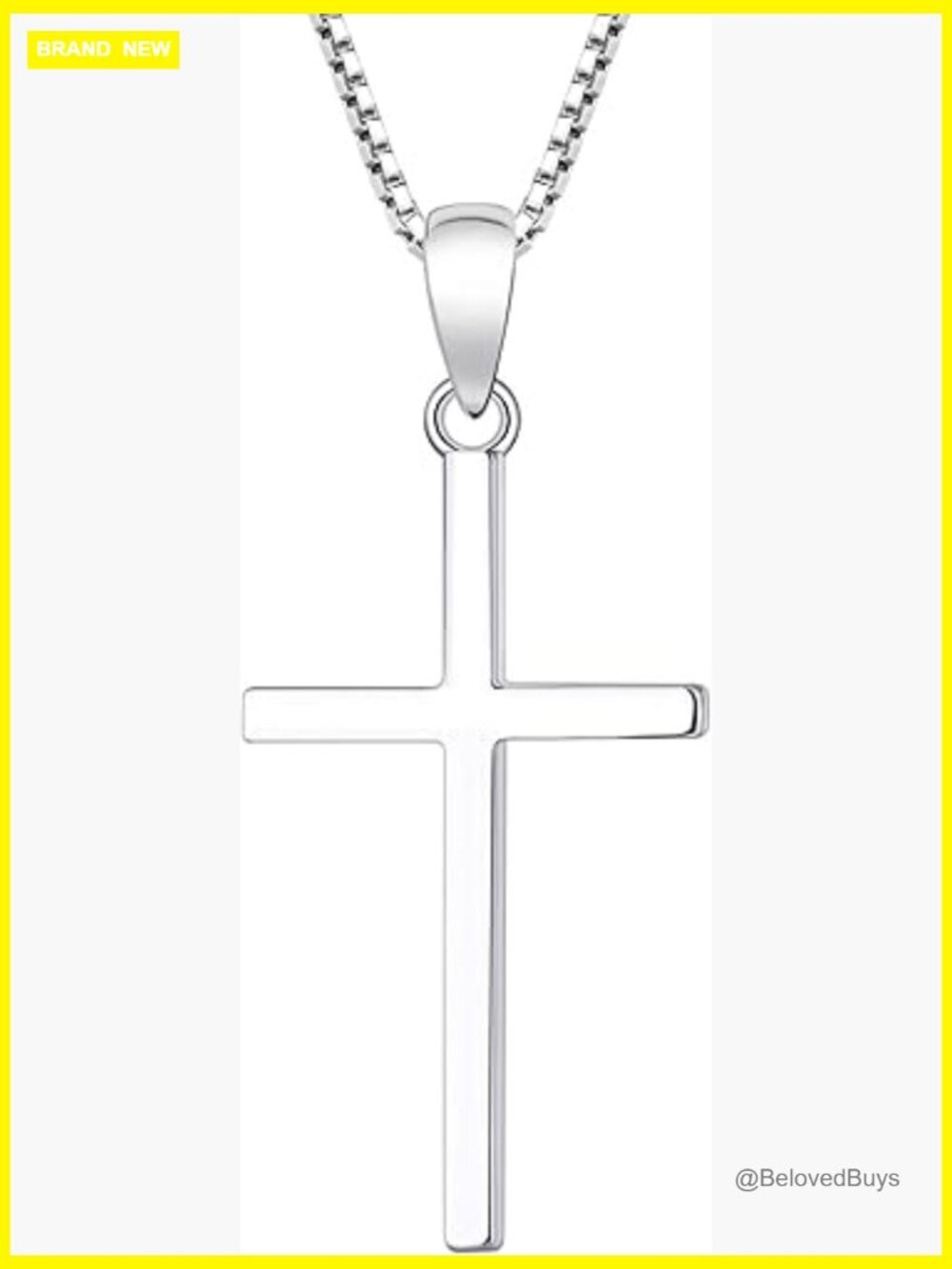 Sterling Silver Cross Pendant Necklace with Adjustable Box Chain